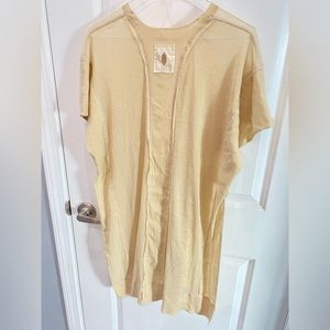 FREE PEOPLE MOVEMENT RARE gold shimmer sheer delicate tunic top EUC